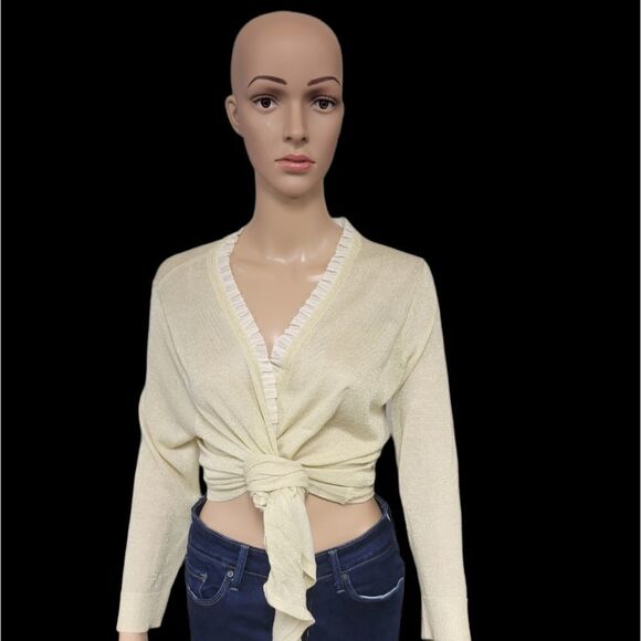 Gold Knit Tie-up Halter - Picture 1 of 4